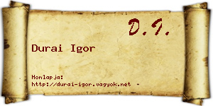 Durai Igor névjegykártya